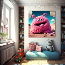 Limitless Design Pembe Tatlı Peluş Canavar Çocuk Odası Hd Baskı Kanvas Tablo