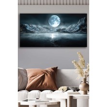 Limitless Design Kanvas Duvar Tablosu Baskılı Dekoratif Dolunay Gece Dağ Deniz Ev Ofis Otel Dekor