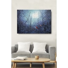 Limitless Design Renkli Yapraklar Ve Kuşlar Dekoratif Kanvas Duvar Tablosu Ev Ofis