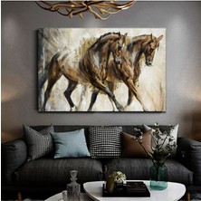 Limitless Design Harikabirev Soyut At Tablosu Yağlı Boya Görünümlü Dekoratif Hd Baskı Kanvas Tablo Model Y1