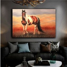 Limitless Design Harikabirev Soyut At Tablosu Yağlı Boya Görünümlü Dekoratif Hd Baskı Kanvas Tablo Model Y4