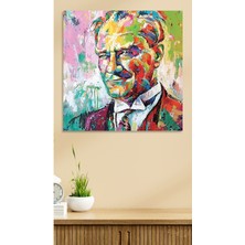 Limitless Design Yağlı Boya Efektli Mustafa Kemal Atatürk Portresi Karizma Soyut Hd Baskı Kanvas Tablo