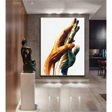 Limitless Design Kavuşan Eller Kanvas Gülen Tablo