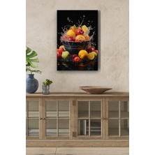 Limitless Design Siyah Arka Plan Kovadaki Meyveler Yağlı Hd Baskı Kanvas Tablo