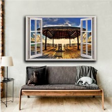Limitless Design Pencere Motifli Yaz Manzara Tablosu Y1|Hd Baskı Kanvas Tablo