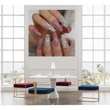 Limitless Design Pırlanta Tırnak Gold Makyaj Oje Kuaför Güzellik Salonu Kadın Duvar Hd Baskı Kanvas Tablo Tablosu