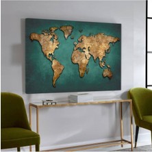 Limitless Design Harita Desenli Dekoratif Şık Hd Baskı Kanvas Tablo