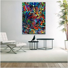 Limitless Design Renkli Kedi Dekoratif Kanvas Duvar Tablo