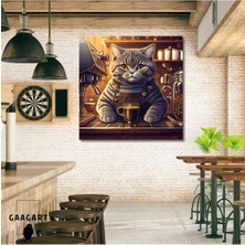 Limitless Design Kare Kanvas Kahve Köşesi Cafe Tablosu Barista British Shorthair