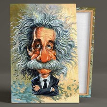 Limitless Design Albert Einstein Karikatürü Bilim Insanı Dikey Hd Baskı Kanvas Tablo