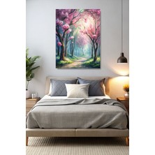 Limitless Design Pembe Ağaçlar Japon Esintisi Hd Baskı Kanvas Tablo - Duvar Tablosu - Canvas Tablo - Duvar Dekoru