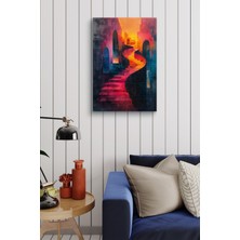 Limitless Design Renkli Sanatsal Klasik Merdiven Yağlı Hd Baskı Kanvas Tablo