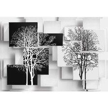 Limitless Design Dekoratif Siyah Beyaz Ağaç Kanvas