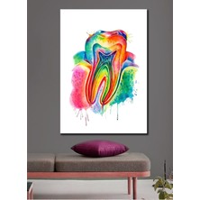 Limitless Design Özel Renklendirme Kök Diş,Dent,Dişçi,Ortodonti,Diş Hekimi Hd Baskı Kanvas Tablo