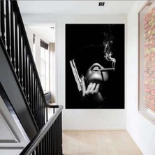 Limitless Design Dekoratif Women & Gun Hd Baskı Kanvas Tablo