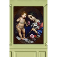 Limitless Design The Virgin And Child With Flowers Hd Baskı Kanvas Tablo
