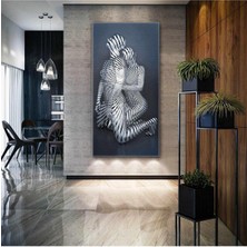 Limitless Design Sarılan Metal Çift Dekoratif Boyuna Dikey Hd Baskı Kanvas Tablo