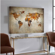 Limitless Design Harita Desenli Dekoratif Şık Hd Baskı Kanvas Tablo