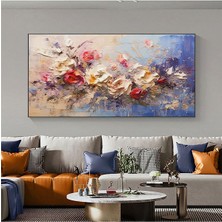 Limitless Design Yağlı Boya Görünümlü Çiçek Dekoratif Soyut Hd Baskı Kanvas Tablosu