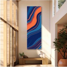 Limitless Design Lacivert ve Turuncu Su Dalgası Çizgiler Dikey Panaromik Hd Baskı Kanvas Tablo
