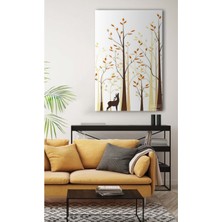 Limitless Design Geyikli Ağaç Desenli Dekoratif Hd Baskı Kanvas Tablo