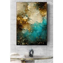 Limitless Design Altın ve Deniz Mavisi Soyut Dekoratif Kanvas Duvar Tablo