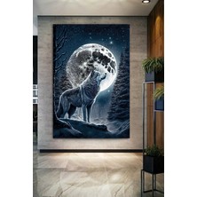 Limitless Design Dolunayda Uluyan Kurt Hd Kalite Hd Baskı Kanvas Tablo