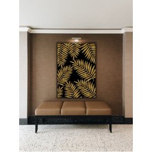 Limitless Design Gold Detaylı Yapraklar Salon Oturma Odası Ofis Için Dekoratif Dijital Baskı Hd Baskı Kanvas Tablo