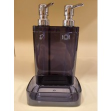 Plus Home Sıvı Sabunluk 2 Hazneli Süngerlikli Füme