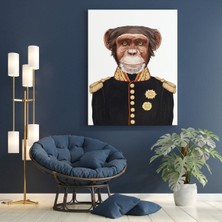 Limitless Design Hd Baskı Kanvas Tablo General Kıyafetli Maymun Hayvan Temalı 157