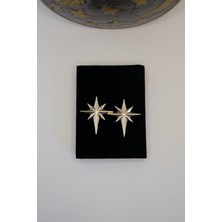 Ayışığı Gold Yıldız Desenli Çelik Küpe