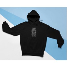 Swozz Gül Çizim Baskılı  Oversize Premium Sweatshirt Hoodie