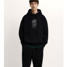 Swozz Gül Çizim Baskılı  Oversize Premium Sweatshirt Hoodie