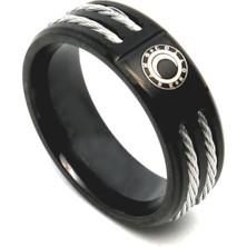 Omark Cotton Çelik Siyah Çift Tel Yüzük