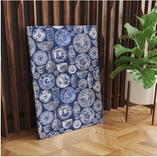 Limitless Design Hd Baskı Kanvas Tablo Blue Blanc Tabak Vazo Temalı Lacivert Mavi 956