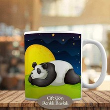 Gece Dolunay Manzarası ve Panda Kupa Bardak Hediyelik-16411