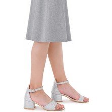 Kiko Kids Elos Günlük Kız Çocuk 5 cm Topuklu Sandalet Ayakkabı Gümüş