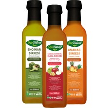 His Naturel Sandaloz Sakızlı Yeşil Elma Ananas Enginar Sirkesi Içilebilir Doğal 3'lü Set 3 x 500 ml