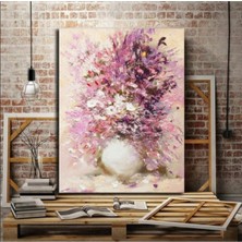 Limitless Design Harikabirev Resimli Tablo Yağlı Boya Görünümlü Şık Saksı Çiçek Modelli Hd Baskı Kanvas Tablo Model U5