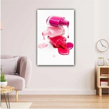 Limitless Design Pembe Kırmızı Oje Şişesi Makyaj Hd Baskı Kanvas Tablo AR030155