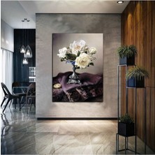 Limitless Design Saksılı Çiçek Tablosu|yağlı Boya Efektli Çiçek Tablosu Sç8 Harikabirev
