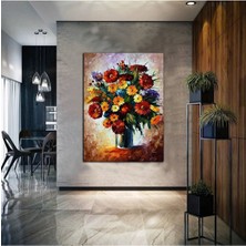 Limitless Design Saksılı Çiçek Tablosu|yağlı Boya Efektli Çiçek Tablosu Sç4 Harikabirev