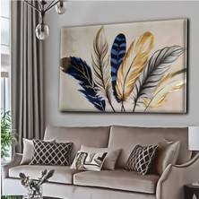 Limitless Design Dekoratif Tablonuz Dekoratif Modern Şık Tüy Motifli Hd Baskı Kanvas Tablo Y1