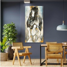Limitless Design Yeleleri Uçuşan Asil At Boyuna Dikey Hd Baskı Kanvas Tablo