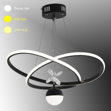 TT310-1TPL-SY Tt Aydınlatma Trio Modeli Mat Siyah Tek Toplu 3 Renk Modüllü Ledli Avize