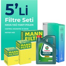 MANN Fiat Punto 1.3 Dizel Filtre Bakım Seti Castrol Motor Yağlı EURO 4 (2012-2017) 5 Li