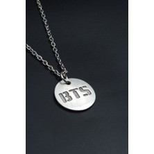 BTS Madalyon  Gümüş Kaplama Unisex Düz Zincir Kolye kod 909