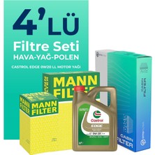 MANN Fiat EGEA 1.3 Dizel Filtre Bakım Seti Castrol Motor Yağlı (2019-2023) 4 Lü