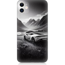 Teknomeg Apple iPhone 12 Uyumlu Dağ Yolunda Araba  Desenli Silikon Kılıf