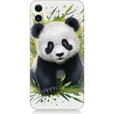 Teknomeg Apple iPhone 12 Uyumlu Sevimli Panda  Desenli Silikon Kılıf